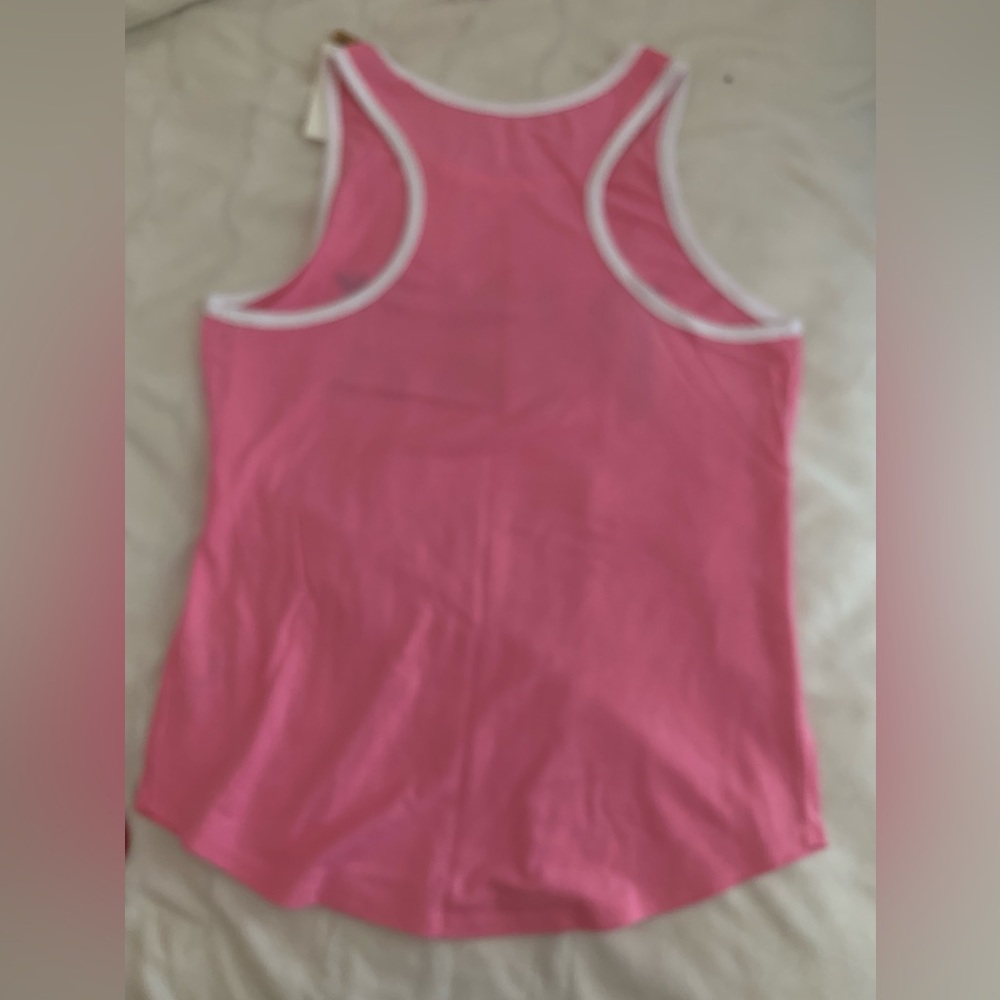 NWT Victoria’s Secret PINK Racerback Tank Top Pink Logo Cotton Blend - Picture 2 of 9